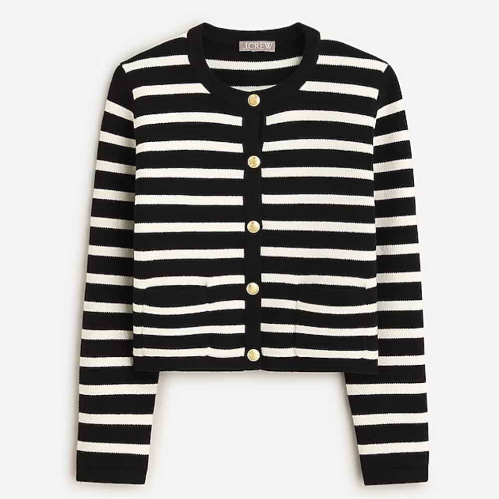 J. Crew Black and White Striped Blazer